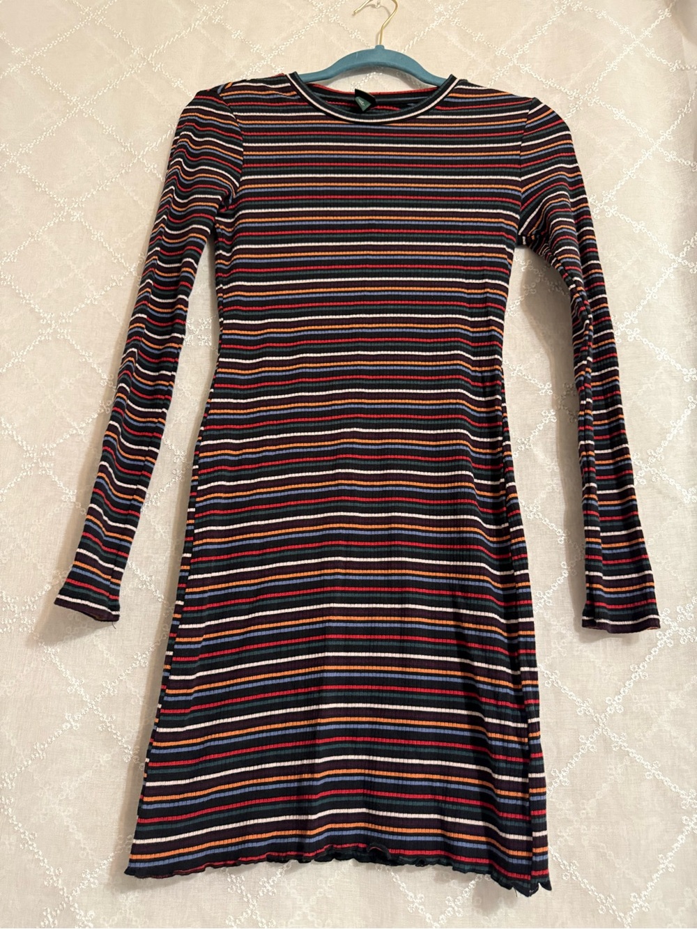 wild fable Black Multi Striped Long-Sleeve Knit Dress